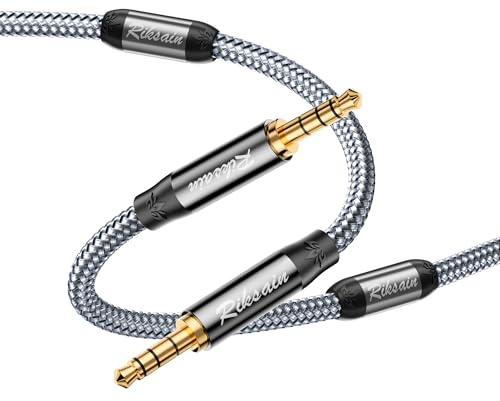 Aux Cable 3.5 Jack to 3.5 Jack Cable, 3.5mm Audio Cable-HiFi Stereo, 4-Pin Supports Microphone for Headset (CTIA), Mobile Phone, Speaker, Car Radio, MP3 Player, PS4, Xbox One (0.6m - 4 Pin)
