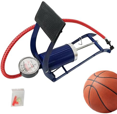 Fußpumpe, Fußluftpumpe | Basketballpumpe mit Manometer | Tragbare Pumpe, Reifenpumpe, Luftpumpe für Sportbälle, Auto, Motorrad, Fahrradreifen