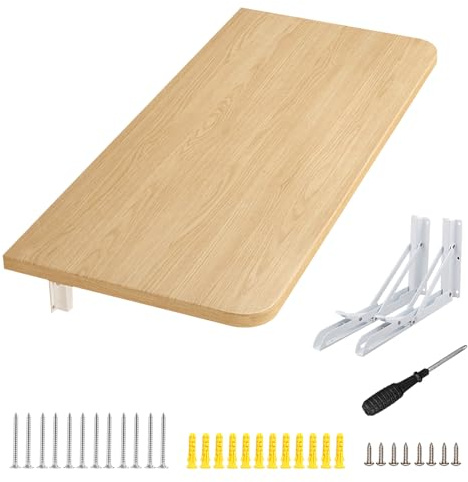 HUOLE Esstisch, Wandklapptisch, Wandtisch, klappbar, skandinavisch, multifunktional, schwebender Klapptisch,für die Wand im Büro, Küche, Esszimmer-60 * 30 * 1,6cm-Walnussfarbe