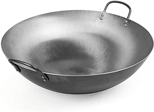 TIECHUINIUB Wok Big Heavy Canton Style Wok in acciaio al carbonio martellato a mano (fondo rotondo) -Diametro vaso:50 cm
