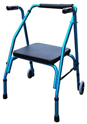 CAFIEDR Gehstock, Rollator aus Aluminium mit Sitz – zusammenklappbarer Gehwagen mit Rädern – Gehgestell für Senioren – Mobilitätshilfe, leicht, höhenverstellbar, kompak