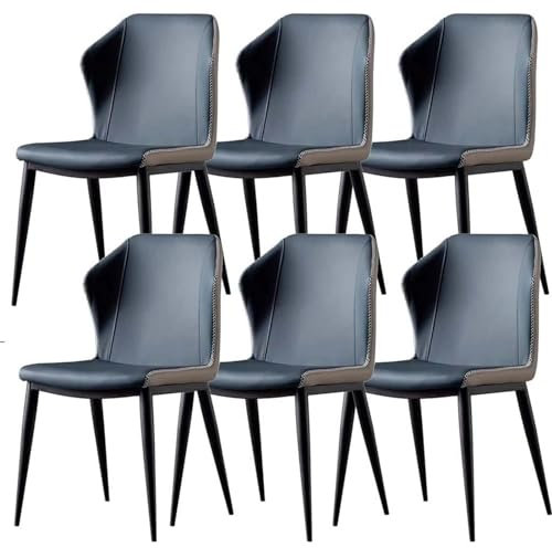 Küchen-Esszimmerstuhl, 6er-Set, PU-Leder, Küche, Wohnzimmer, Lounge, Thekenstühle, ergonomischer Sitz, stabile Metallbeine aus Karbonstahl