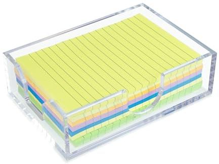 WORHE Acryl Haftnotizen Spender,Notizen Halter holder, Schreibtisch-Notizblätter, Büroklammern und Aktenordner Aufbewahrungsbox für das Büro, kleine Zettelbox DE027