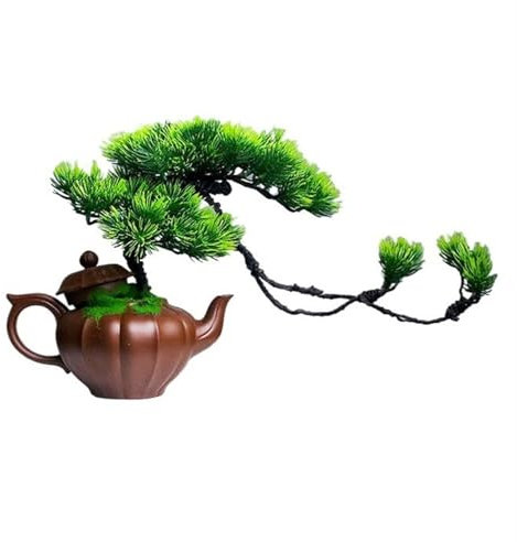 FAJNUZI2024 Künstliche Bonsai TV-Schrank Couchtisch Eingang Büro Desktop-Dekorationen Künstliche Kiefer Bonsai Grün Ornamente Kunstbaum Bonsai