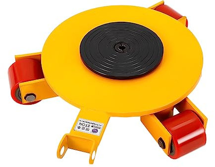 2T Transportfahrwerk Rund Transportrollen Gelb Industrieroller mit 3 Räder Roller 360° Drehplatte Möbeltransporthilfe Transportroller
