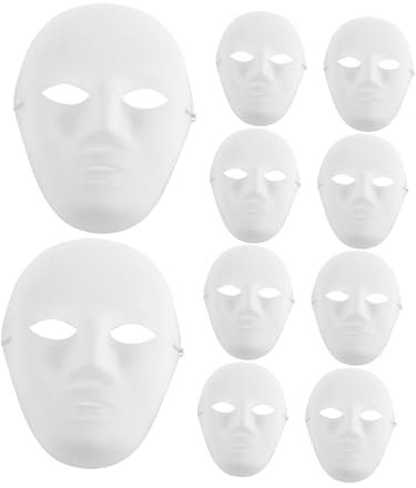 MOLUCKFU Handbemalte Masken Für Halloween Aus Papierzellstoff Strapazierfähig Und Langlebig Mit Elastischem Band Für Bequemen Sitz
