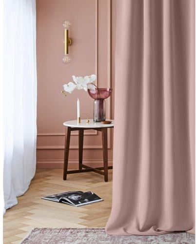 room99 Vorhang mit Kräuselband Laurel 180 x 250 cm Breite x Höhe Verdunkelung Blickdicht Schiebegardinen Curtain Wohnzimmer Schlafzimmer für Schienensystem Puderrosa, 1 Stück