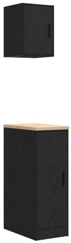 vidaXL Armarios 2 uds para garaje madera de ingeniería negro