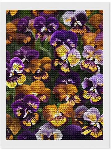 NKJJSTES Diamond Painting Kits DIY 5D Diamond Art Paint Pansy Perfection Full Drill Diamond Art Kits for Home Wall Decor Gifts