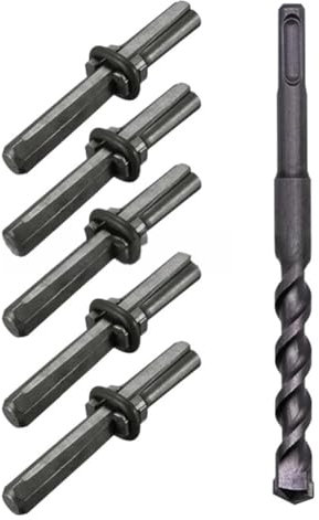 Ya Song 5 + 1 cuñas for dividir rocas y brocas for martillo rotatorio, cuñas y cuñas de pluma, herramientas for dividir piedras de granito y hormigón.(6pcs 18mm)
