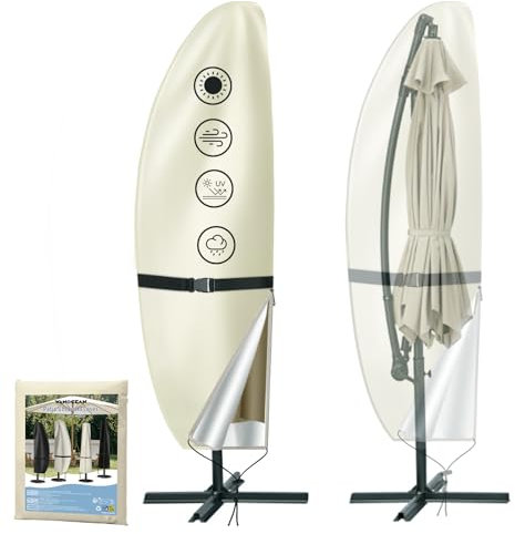 Cantilever Parasol Cover Waterproof, 600D Oxford Cantilever Garden Parasol Covers Patio Umbrella Protection Covers with Zip ,Large Garden Umbrella Cover Fit 3m Cantilever Parasol