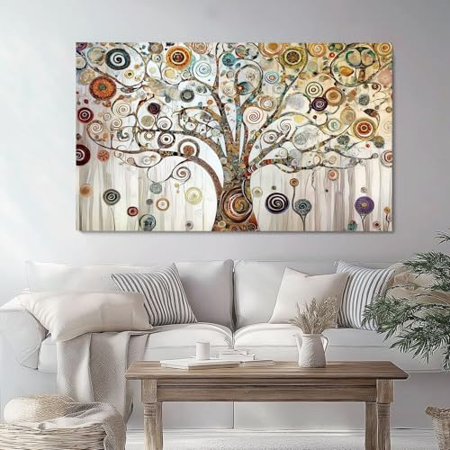 120 x 80 cm Leinwandbilder Bild auf Tradition Lebensbaum Braunes, Vlies Wandbild Kunstdruck Wanddeko Wand Wohnzimmer Schlafzimmer über Bett Room Decor Geschenke