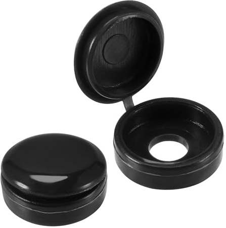 TA-VIGOR 50Pcs Plastic Hinged Screw Cover Caps, 5.8mm Hole Snap Washer Flip Tops for Covering Screw Heads and Decorative Screw Protection, Black