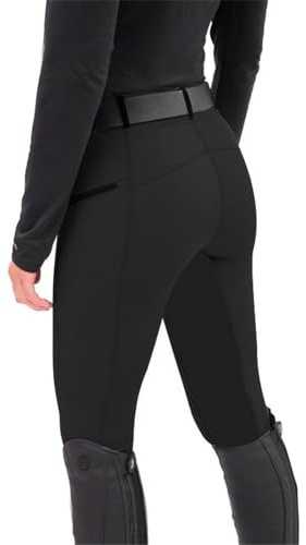 Generiska ridbyxor dam, hög midja, helsits, leggings, byxor, slim fit, ridleggings, ridsport, hästträning, stretch, bekväma tygbyxor, utomhus, skinny, sportbyxor med dragkedja, bälteslingor, svart, M