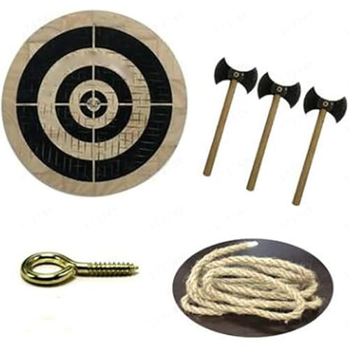 Bersaglio Per Freccette Con Ciondolo In Legno, Bersaglio Per Freccette In Legno, Include Tre Piccole Asce, Spago E Una Vite, Leggero E Facile Da Trasportare, Bersaglio In Legno Per Lancio Di Asce, Gio