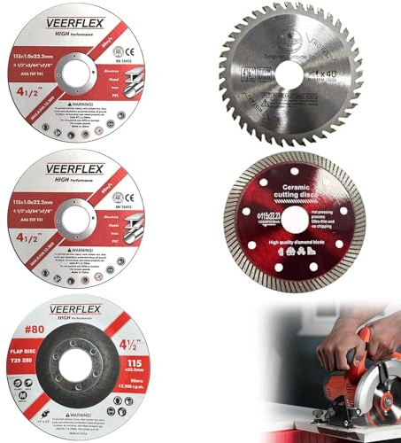 Trennscheiben 115mm, 5 Stück - Trennscheibe für Winkelschleifer mit 22.23mm Bohrung | Schneiden von Metall, Stein, Holz, Keramik & Fliesen | Hochleistungs-Schleifscheiben zum Präzisionsschleifen