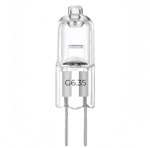 G6,35 halogenlampor 12 v 24 v 220 v 110 v – ljus 20 w 30 w 50 w 70 w 100 w 150 w 200 w med 3 000 k varmt ljus – perfekt för ljuskrona och projektor, stift skugglös lampa (12 V-20 W)