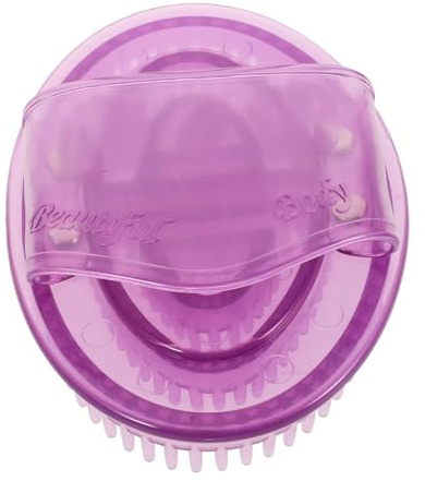CATIEBYE Ergonomische Massagebürste aus Silikon für Körper und Rücken Manuelle Handmassagebürste für Zuhause und Salon Lila mit Praktischem Griff