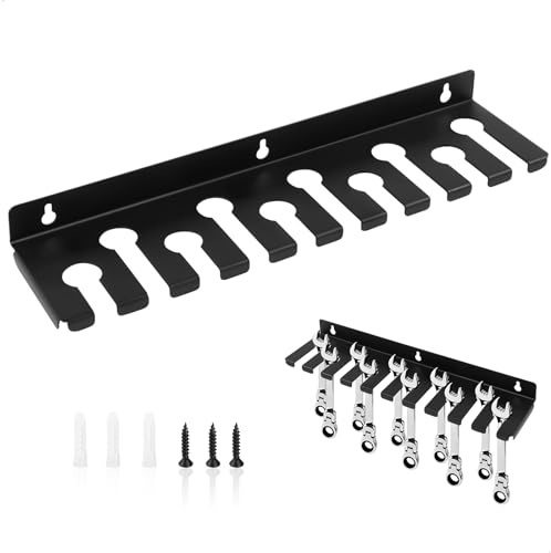 mimzemamz Werkzeug Wandhalterung,Werkzeugwand aus Kohlenstoffstahl mit Schrauben und Dübeln,Maulschlüssel Halter 35cm für Garage,Repository,Werkstatt und Arbeitstisch（Schwarz）