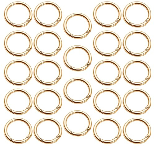 24 Stück Karabiner Rund - Groß Außendurchmesser 40mm, Innendurchmesser 32mm Gold, Karabinerring Karabinerhaken Rund Schlüsselanhänger Ringe für Tasche DIY Handwerk Zinklegierung (Drahtdurchmesser 4mm)