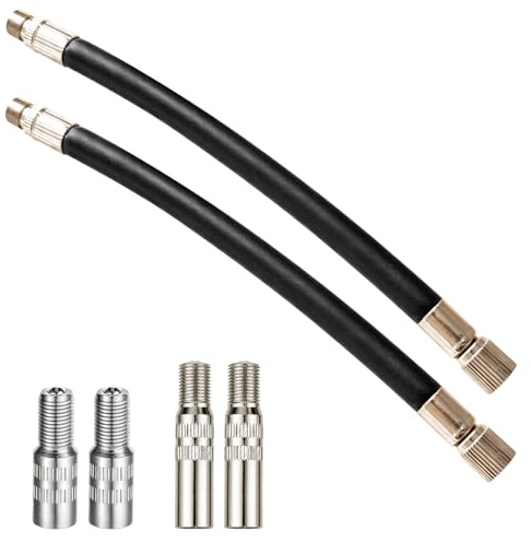 JazRvr Ventilverlängerung Set, 3-Teiliges Kit Mit 4 Ventilverlängerungen Und 2 Luftschläuchen, Für Autoventil, E-Scooter Und Rennrad, Kompatibel Mit Gängigen Pumpenadaptern, Fahrradventil Adapter