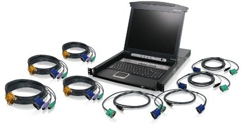IOGEAR 8-Port 17 LCD Combo KVM Switch w/ 4 USB & 4 PS/2 KVM, GCL1808KIT (Switch w/ 4 USB & 4 PS/2 KVM, cables)
