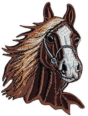 Aufnäher Bügelbild Aufbügler Iron on Patches Applikation Pferd Kopf reiten Pferdekopf