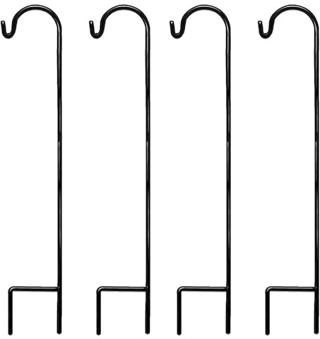 AshmanOnline Ashman Shepherd's Hooks 35 Inch (4 Pack), Black, Made of Premium Metal for Hanging SolarLights, Bird Feeders, Mason Jars, Christmas Lights, Lanterns, Garden Stakes and Wedding Décor.