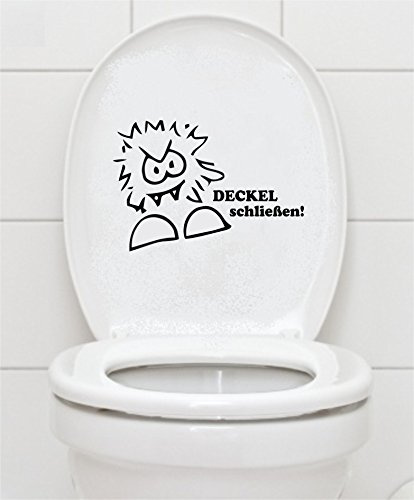 WC Aufkleber DECKEL schließen 16x23cm Bad Klo Toilettendeckel Wandtattoo B412 (weiß)