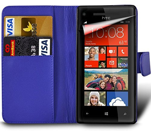 London Gadget Store HTC M10 (2016) Premium PU Leather Wallet Flip Skin Case Cover in DARK BLUE