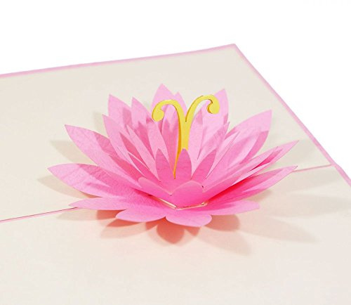 Lotusblüte - 3D Karte/Pop-Up/Klappkarte - Grußkarte, Geburtstagskarte, Glückwunschkarte, Gutschein-Karte, Dankeskarte, Geschenkkarte