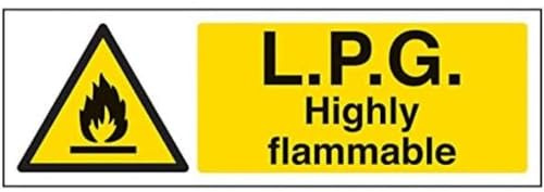 V Safety Lpg Highly Flammable Warning Sign - 300mm x 100mm - 1mm Rigid Plastic