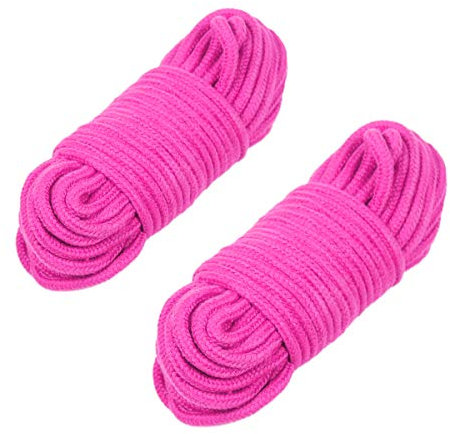16 Feet 5 M/ 33 Feet 10M/66 Feet 20M Multipurpose Soft Twisted Cotton Durable Long Rope Strap(2 pcs) (Pink, 20 M)