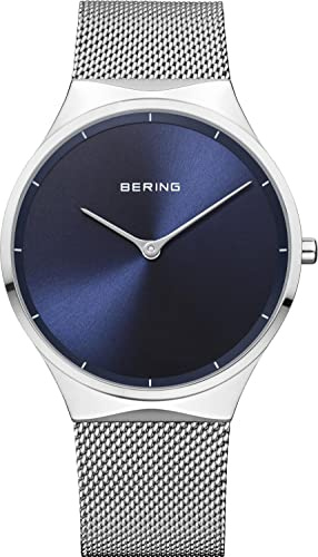 Bering Unisex Quarz Uhr | Armbanduhr 38 mm Edelstahlgehäuse und Zifferblatt | Milanaisearmband | Saphierglas | 3 ATM | 12138