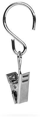 Lichtblick Seilhaken mit Klammer für Seilspanngarnitur, Gardinenklammern Clips, Edelstahl Optik, 20 Stück | Gardinenklammern Clips, Edelstahl Optik, 20 Stück, für Seilspanngarnitur