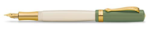 Kaweco STUDENT Füllhalter 60's Swing I Premium Füllfederhalter für Tintenpatronen mit hochwertiger Stahlfeder in Grün & Creme I Nostalgischer Luxus Füller 16 cm I Federbreite: M (Medium)