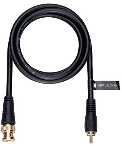 Keple Koaxialkabel RG59 Größe 1m BNC-Stecker auf RCA-Stecker und vergoldete Steckerkupplung 75 Ohm Ω Phono-Stecker-Anschlusskabel Reine Kupferleiter für TV-Sicherheitssysteme