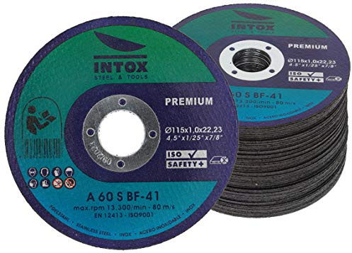 INTOX Dischi da taglio 115 mm da 1,0 mm di spessore, 50 pezzi, in acciaio inox, per metallo, acciaio e acciaio INOX