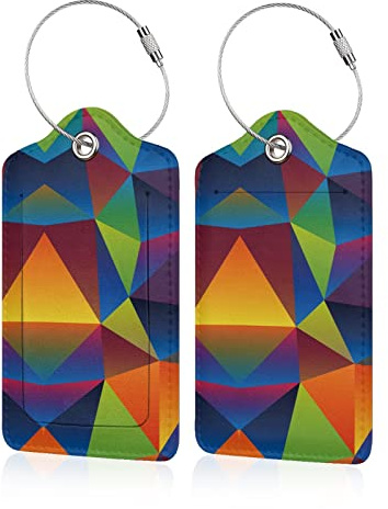 2 Pack Luggage Tag for Suitcase, Cute Leather Baggage Tag with Stainless Steel Loop Privacy Cover for Women Girls Bag Travel