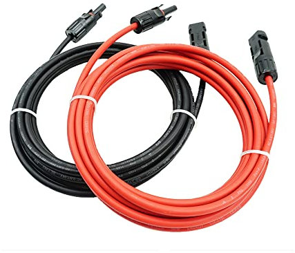 Solar Panel Extension Cable -1M/2M/3M/5M/10M/20M/30M 10AWG(6mm²)，Harness Wiring Wire Adapter with Connector，Tinned Copper Electrical Wire Cable- Red+Black(5M)