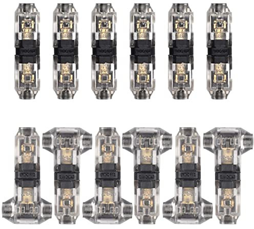 HUAZIZ 12 Pcs Connettori a T/H a Bassa Tensione, Morsetti Rapidi Splice Connettore Elettrico,Connettori a Filo T/Hper Connessione Cavo Elettrico 20-22 Awg, Non C'è Bisogno di Stripping(1 Pin)