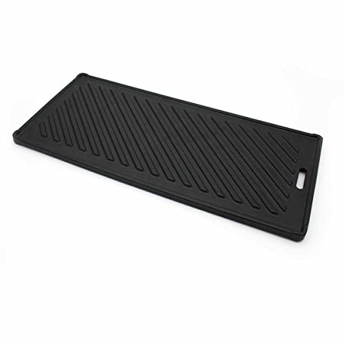 SANTOS Grillplatte/Grillplancha - Gusseisen Wendeplatte 43x19,6cm - 2 Seitig nutzbar - BBQ-Gussplatte - Guss-Plancha für Gasgrills der SANTOS S-Serie