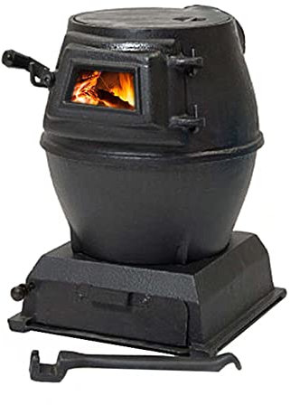 Campingherde - Kohlefeuer aus Reinem Gusseisen Holzofen mit Sichtfenster Mehrzweck-Campingkocher,für Zelt, Indoor, Villa, Shelter, Heizung und Kochen Schwarz