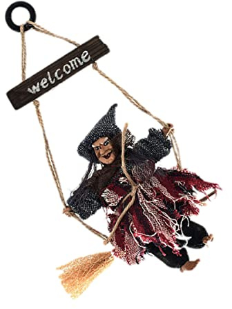 LIFKOME Hexenbesen Kostüm Prop Strohbesen Zauberer Zubehör für Halloween Party Hängende Dekoration 2 Stück Grau für Erwachsene und Kinder
