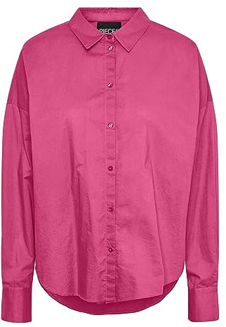 PIECES Pctanne LS Noos BC-Camiseta Suelta Blusas, Color Rosa, L para Mujer