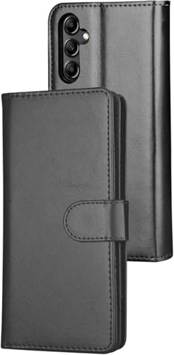 AMAZE!UK A14 Case Compatible With Samsung Galaxy A14 Phone Case Leather Flip Protective Wallet Style Kickstand Magnetic Schockproof Cover Black
