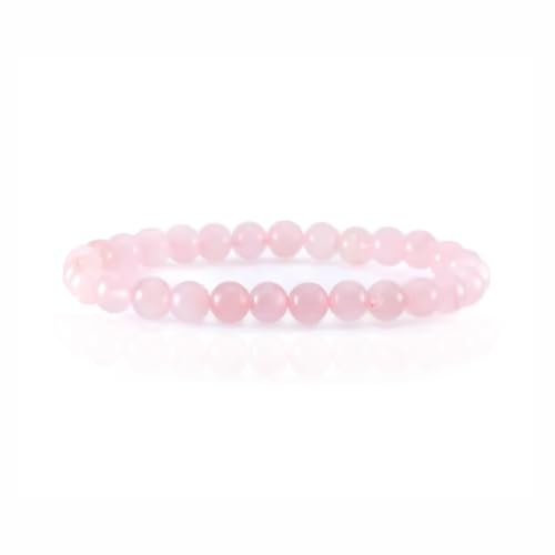 Felicidade Bracciale in quarzo rosa pietra naturale perle di dimensioni 6 mm pietre fini e preziose, bracciale da donna, gioielli minerali, regalo per il benessere, regalo di compleanno, donna e uomo