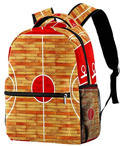 suojapuku Schulrucksack für Mädchen Jungen, Kinderrucksack Leichter Rucksack,Court-Basketball-Muster Drucken