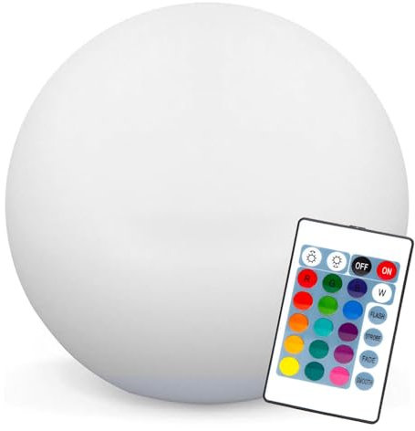 Europalamp - Bola decorativa LED multicolor - Inalámbrica - Diseño elegante - Carga solar - Zona chillout, terraza, jardín, piscina, ambiente - 16 colores regulables (30 cm solar, bola)