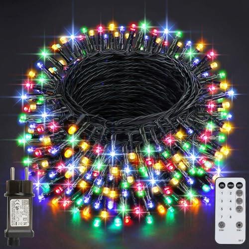 Realky Guirlande Lumineuse de Noël, 38.2M 320 LED Lumières de Noël Intérieur et Extérieure, 8 Modes et Fonction Mémoire Guirlande Lumineuse Sapin pour Balcon, Jardin, Maison Décoration - Multicolore